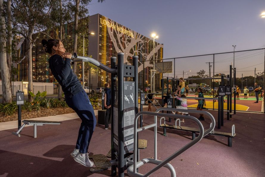  A person using the park equipment at the Logan City Council Armstrong Place East venue.