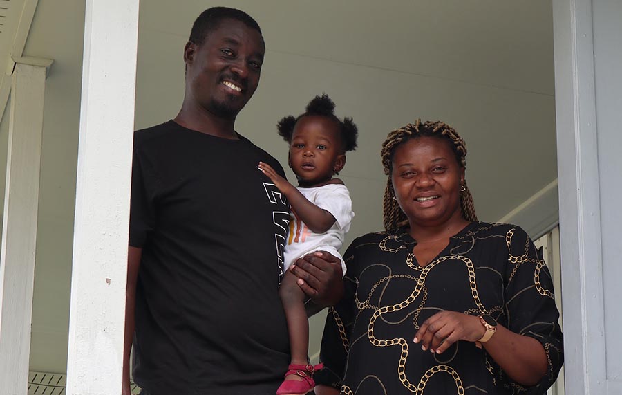 Refugees Pamel and Bikwaya and their four children have found a departmental home thanks to Ipswich HSC. 