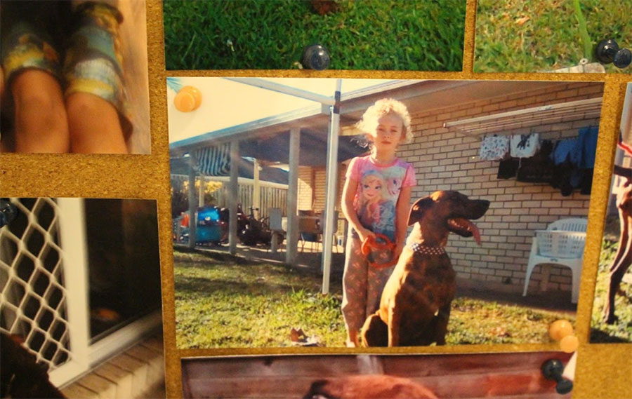 Photo of a child with a dog
